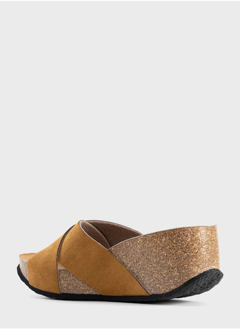 BAYTON Liverpool X Strap Wedge Sandals