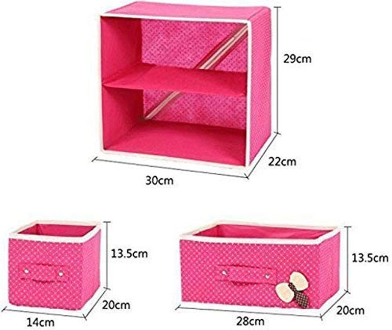 Homava Foldable 3 Drawer 2 Layer Drawer Units Fabric Cabinet Closet Storage Organizer30 X 22 X 29 cm Multi - Image 3