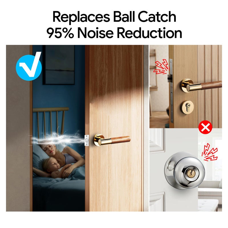 Mousike Door Ball Catch Hardware, Adjustable Hidden Magnetic Ball Catch, Stainless Steel Strike Plate with Strong Suction, Closet Ball Latch Replacement for Top of Door (2 Pack, Silver) - Image 3
