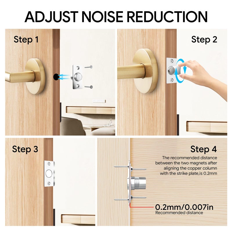 Mousike Door Ball Catch Hardware, Adjustable Hidden Magnetic Ball Catch, Stainless Steel Strike Plate with Strong Suction, Closet Ball Latch Replacement for Top of Door (2 Pack, Silver) - Image 4