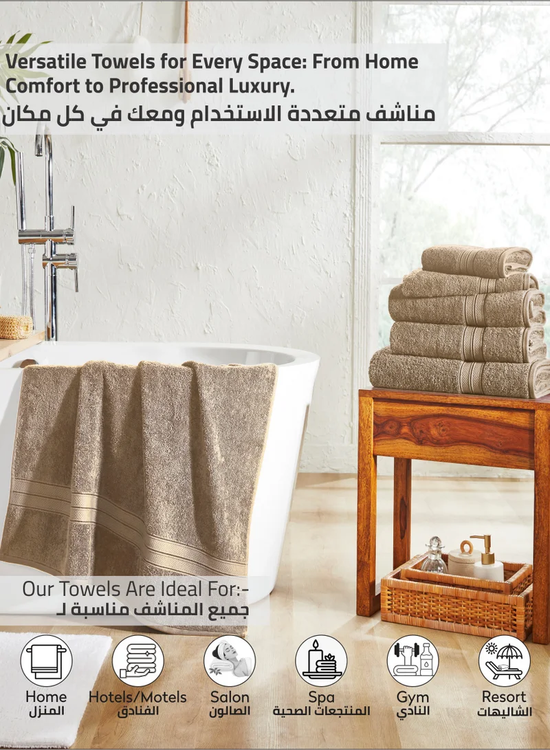 Donetella Premium 100 % Combed Cotton 4-Pcs Hand Towel Set (50 X 90 CM) 600 GSM Super Soft Hand Towel, Highly Absorbent, Quick Dry,Best Towel for Bathroom, Spa And Hotel,Dark Beige