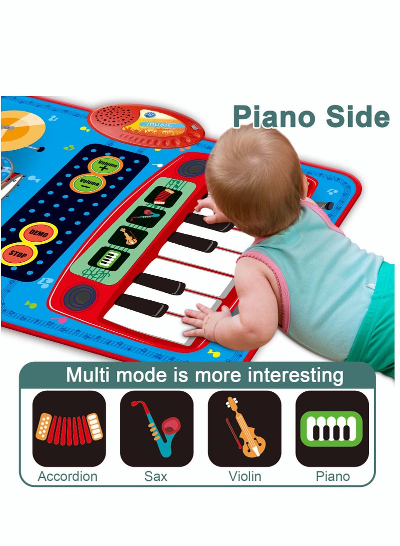 بايبي طفل رضيع لعبة 2 في 1 موسيقى طفل لعبة بيانو & طبل حصير , حزام سير 2 عصا - Image 4