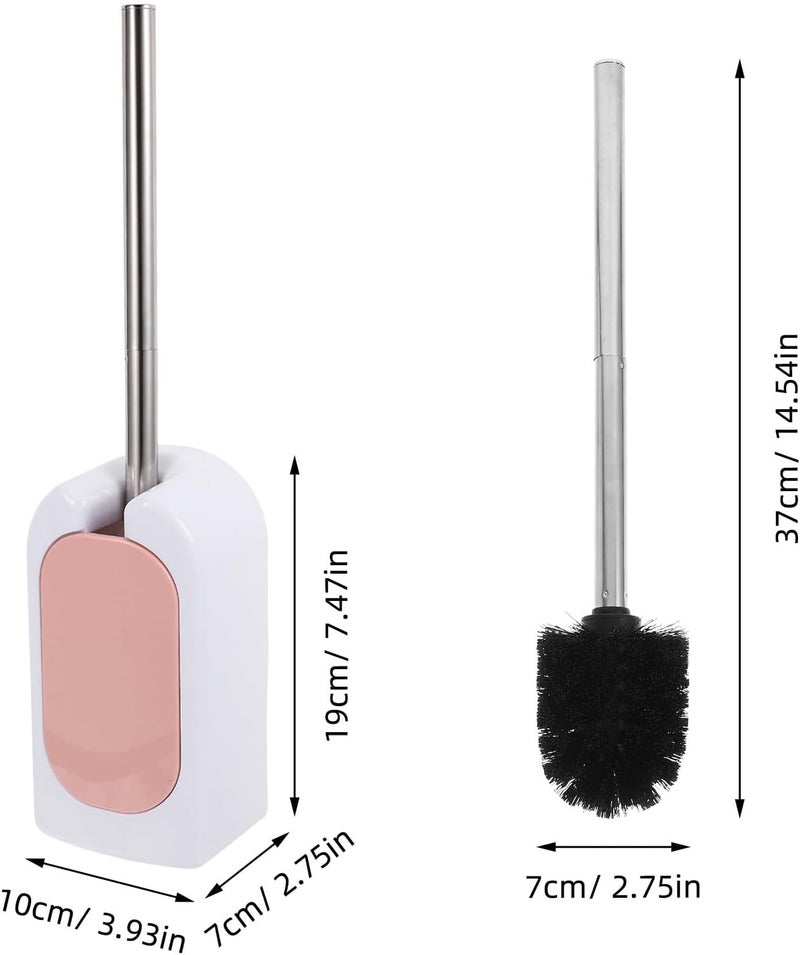 Toilet Brush and Wall-Mounted Holder Set with Long Plastic Handle, Soft Bristles for No Dead Angle Cleaning, Nordic Pink Bathroom Accessory for Toilet and Bathroom Maintenance - Image 1