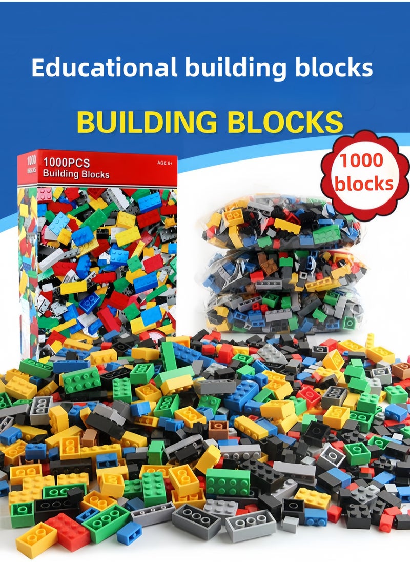1000 Pieces of Bulk Building Blocks Compatible with  DIY Puzzle Assembly