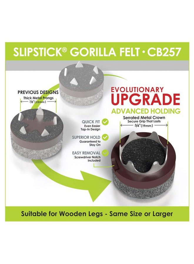 Slipstick حماة أرجل الكراسي من غوريلا فيلت / انزلاقات فيلت (مجموعة من 16) وسادات أثاث فيلت قابلة للتثبيت، 1 بوصة انزلاقات دائرية (1 بوصة) - Image 3