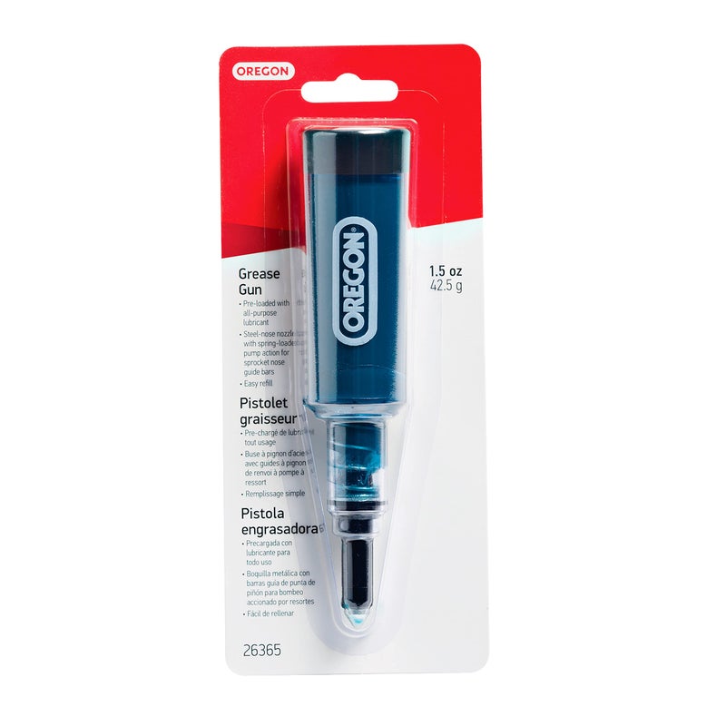 Oregon Grease Gun for Chainsaws, Pre Loaded All Purpose Lubricant, Easy Refill, Universal for Most Makes/Models of Saw Chains and Cutters (26365) - Image 1