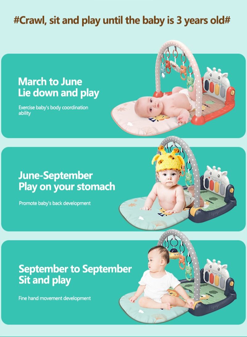 Youleen Baby Gyms Play Mats Non-Toxic Musical Piano Play Indoor Mat Center With Melodies Rattle For Kids Multicolour Musical Activity Center Kick  Play Piano Gym Tummy Time Padded Mat for Newborn Toddler Infa - Image 3