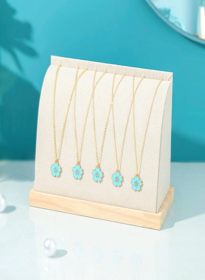 SWTOOL Cambered Necklace Display Stand with Flannelette Soft Mat Wood Jewelry Organizer Tabletop Display Holder for Necklaces, Choker Pendant (Beige) - Image 4