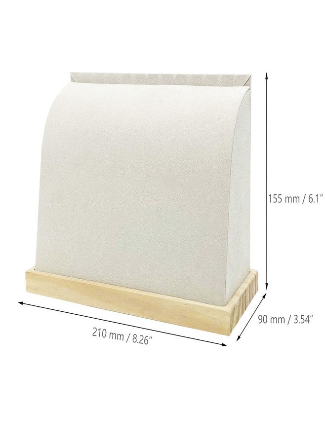 SWTOOL Cambered Necklace Display Stand with Flannelette Soft Mat Wood Jewelry Organizer Tabletop Display Holder for Necklaces, Choker Pendant (Beige) - Image 2