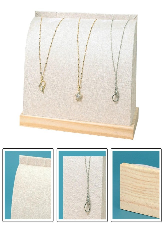 SWTOOL Cambered Necklace Display Stand with Flannelette Soft Mat Wood Jewelry Organizer Tabletop Display Holder for Necklaces, Choker Pendant (Beige) - Image 3