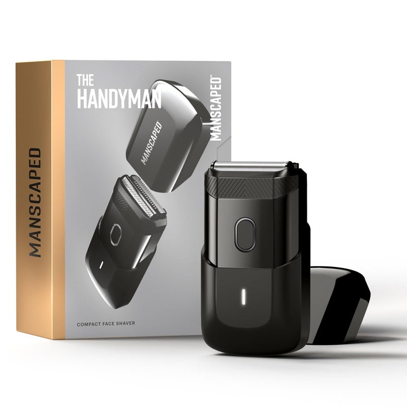 MANSCAPEDÂ® The Handymanâ„¢ Compact Face Shaver â€“ Portable Menâ€™s Travel Facial Hair Groomer, USB-C Rechargeable Razor, Electric Foil Face Shaver, Waterproof, Cordless, Dual-Action SkinSafeÂ® Foil Blades - Image 1