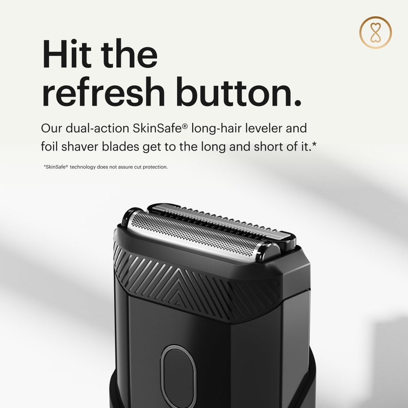 MANSCAPEDÂ® The Handymanâ„¢ Compact Face Shaver â€“ Portable Menâ€™s Travel Facial Hair Groomer, USB-C Rechargeable Razor, Electric Foil Face Shaver, Waterproof, Cordless, Dual-Action SkinSafeÂ® Foil Blades - Image 4