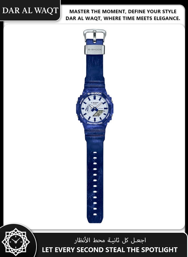 كاسيو ساعة كاسيو جي شوك GA-2100BWP-2A إصدار الخزف والتنين المحدود - تصميم خزفي أزرق وأبيض، لمسات معدنية، نقش تنين، مقاومة للصدمات - Image 2