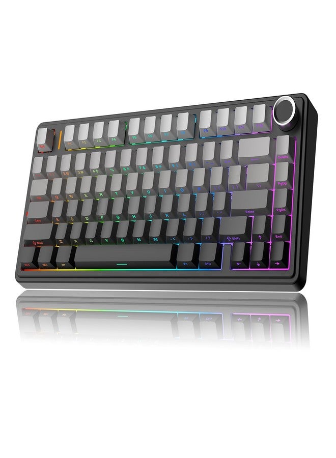 MechLands AULA F75 PRO 75% Mechanical Custom Creamy Keyboard, BT5.0/USB-C/2.4GHz Wireless Gaming Keyboard, Gasket Structure, Hot Swappable, Knob, RGB, Reaper Switches for Win/Mac (Gradient Black) - Image 1