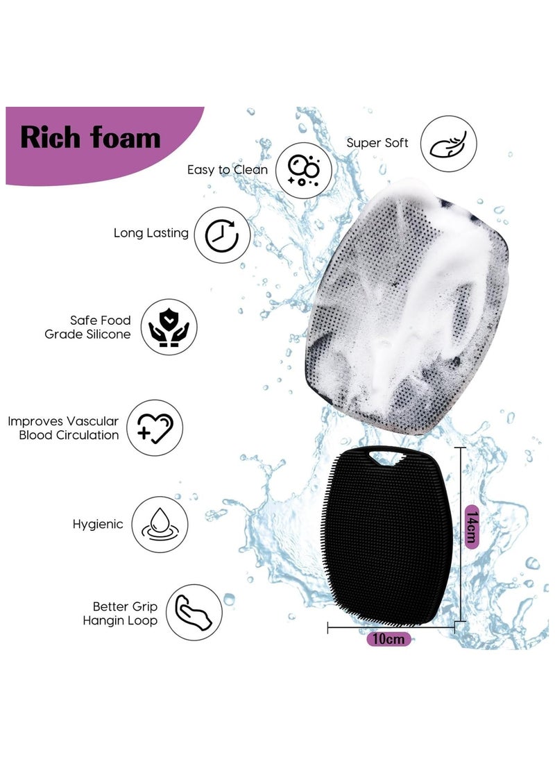 Silicone Body Scrubber Bath Sponge for Cleansing and Exfoliating with Foam-Enhancing Bristles for Skin Nourishment and Comfortable Non-Slip Handle, Body Scrubber for Men and Women, Multicolor