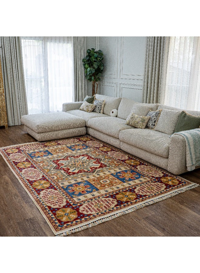 HANDPICKED FURNITURE Traditional Beige Rectangular Carpet Ultra Soft Area Carpets For Bed Room Living Room And Dining Room Anti-Slip Floor Carpets Easy To Clean Made In Turkey - Image 1