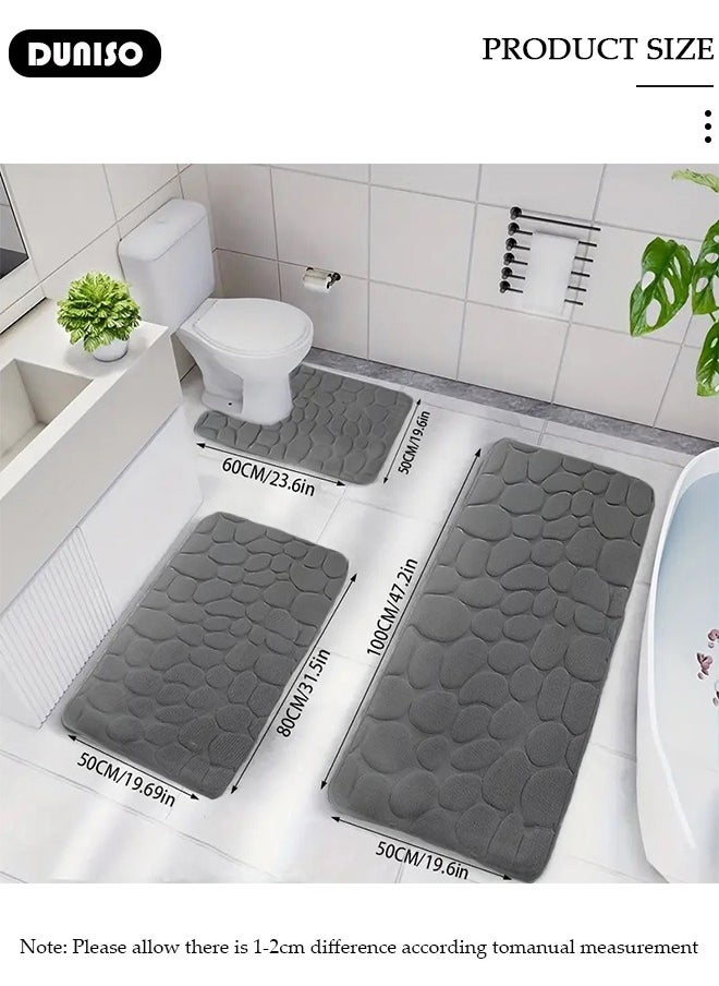 DUNISO 3 Piece Bathroom Rug Set Includes Bath Rug, Contour Mat, Super Soft Water Absorbent & Non-Slip Bath Mats for Bathroom Floor, Tub and Shower Room, Machine Washable  - Image 4