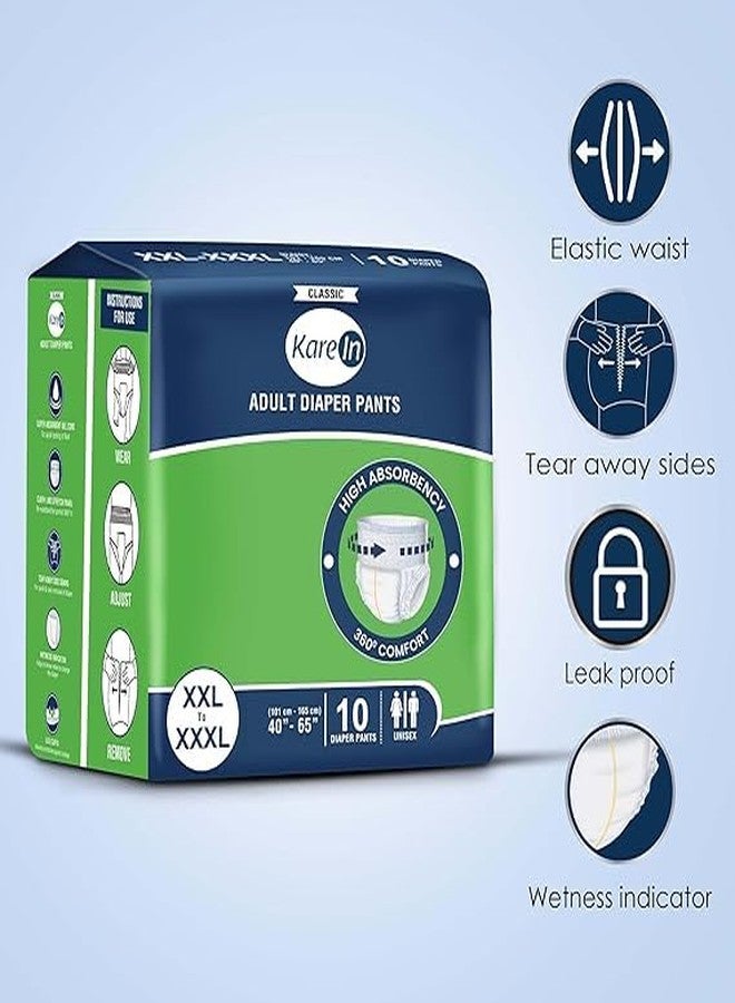 STARYOGA KareIn Classic Adult Diaper Pants, XXL-XXXL, 101-165 Cm (40"- 65"), Pack of 1(10 Count), Unisex, No Leakage, Elastic Waist, Wetness Indicator - Image 3
