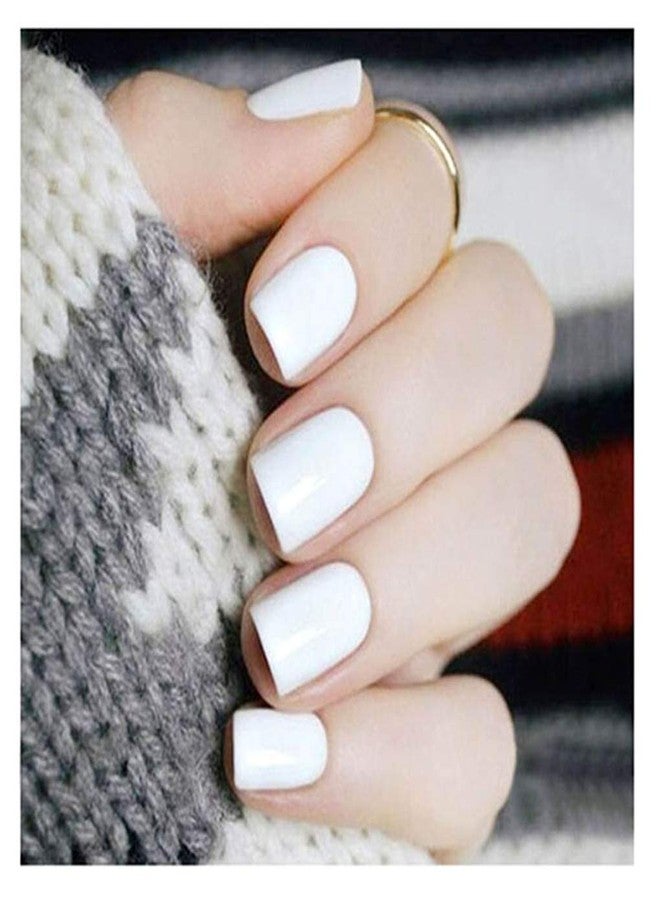Yalice Black Press on Nail Square Short Fake Nails Acrylic Full Cover Glossy Stick on Nails Prom Fingernails Daily False Nails for Women and Girls 24Pcs (White, One Size) - Image 1