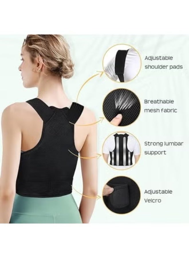 Back brace and posture corrector (original product) with magnetic strips, antibacterial medical fabric for men and women, full back and lumbar support belt - one size fits all (Free Size) - Image 4