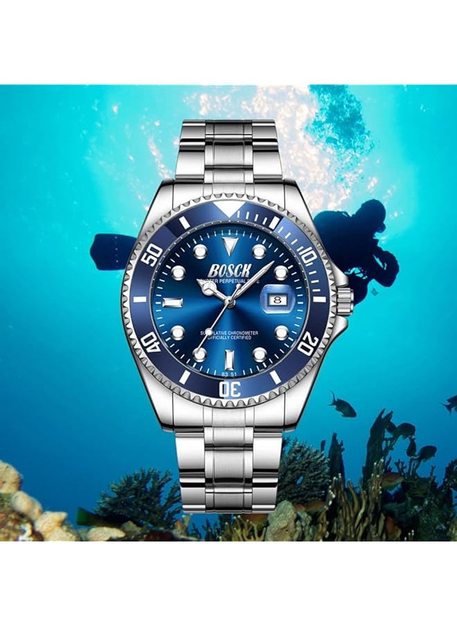 Bosck Watches For Men Analog Mens Watch 44Mm Large Face Easy Read Stainless Steel Business Watch Luminous Classic Luxury 30M Waterproof Mens Wrist Watches  - Image 5