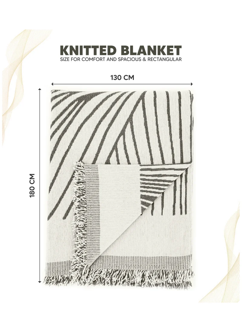 AC&L AC&L Knitted Blanket For Bed, Couch, Sofa, Chair Throw Blanket For All Seasons - Cozy Soft Light Weighted Blanket For Picnic, Travel, Home Decor Gift (Grey Pattern)