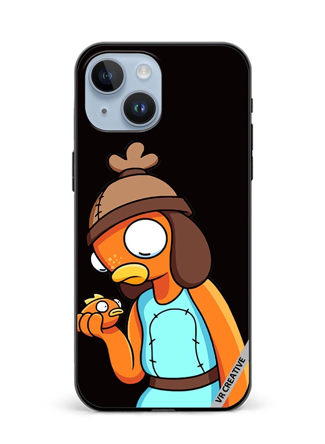 VR CREATIVE Protective Case Cover For Apple iPhone 15 Plus Funny Fish stick Design Multicolour - Image 1