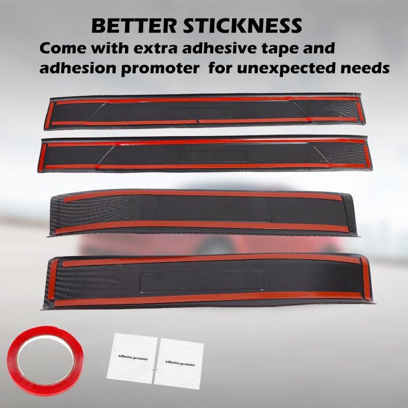FLAMPETUS Door Sill Protector for Tesla Model Y, 4 Pieces Door Entry Protectors Strips for Outer Side, Tesla Model Y Accessories 2021 2022 2023 2024 for 5-Seater, Glossy Carbon Fiber Pattern - Image 4