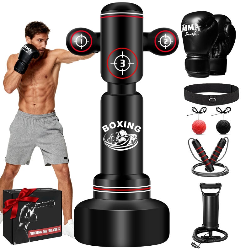 JUOIFIP Heavy Boxing Bag with Stand for Adult Teens 70 Freestanding Punching Bag with Boxing Gloves Men Women Standing Kickboxing Bag Kickboxing Bags for Beginners Training MMA Muay Thai Fitness Home Gym - Image 2