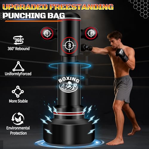 JUOIFIP Heavy Boxing Bag with Stand for Adult Teens 70 Freestanding Punching Bag with Boxing Gloves Men Women Standing Kickboxing Bag Kickboxing Bags for Beginners Training MMA Muay Thai Fitness Home Gym - Image 3
