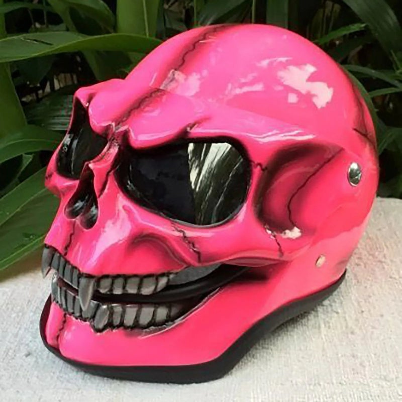 Skull Mask: Pink Glass Fiber - Visible Eye Design Funny Frightening Head Cover for Halloween Carnival Costume Parties Home Play - Image 1