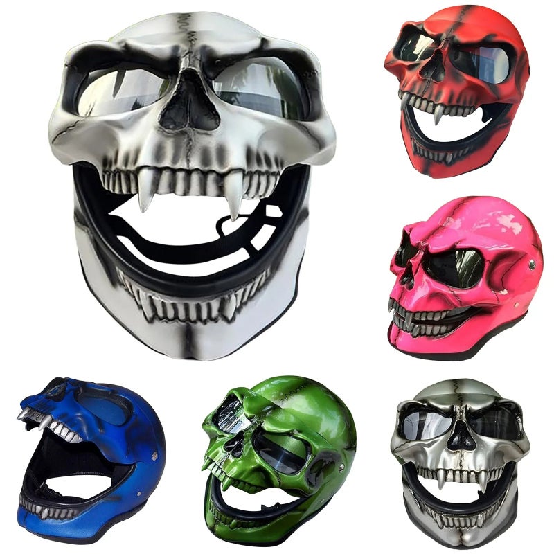 Skull Mask: Pink Glass Fiber - Visible Eye Design Funny Frightening Head Cover for Halloween Carnival Costume Parties Home Play - Image 3