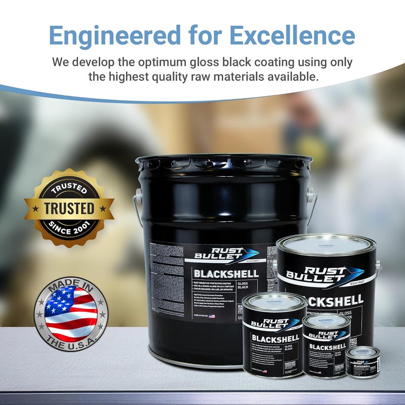 RUST BULLET BlackShell - Gloss Black - 1 Pint - Corrosion Preventive Coating, UV Resistant Rust Proofing Paint, Long-Lasting Metal Protection - Image 5