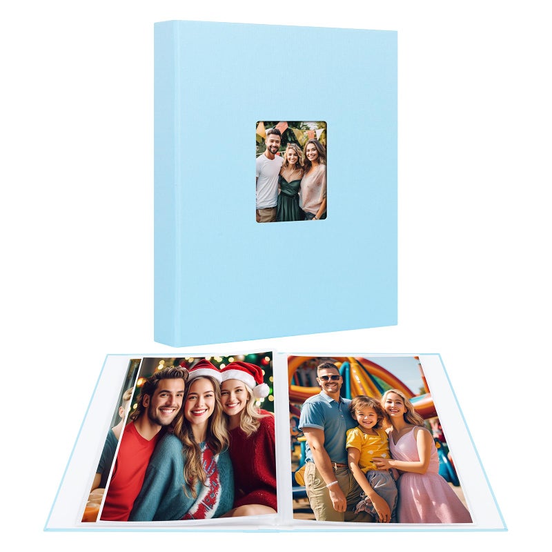 Aevdor Photo Album 8.5x11 يحمل 68 صورًا 8.5x11 ألبوم ألبوم صورة غلاف الكتان مع النافذة الأمامية 8.5x11 ألبوم صور لـ 8x11 صور لـ 8.5x11 - Image 1