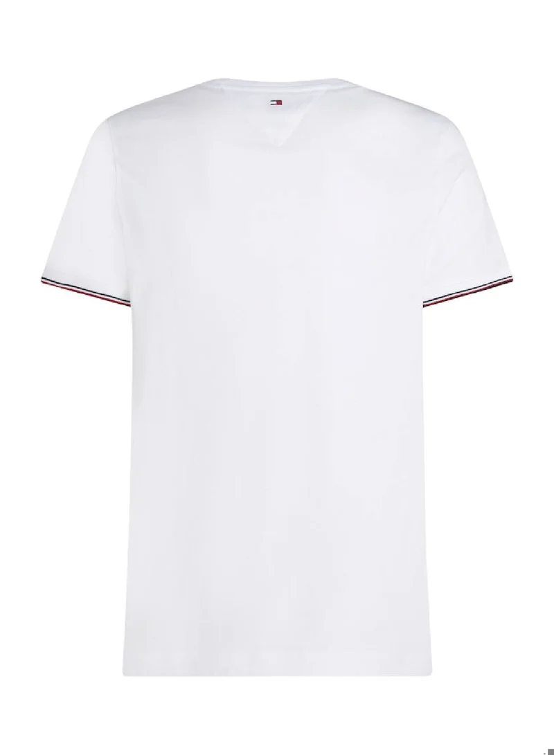 TOMMY HILFIGER Men's Tipped Logo Slim Fit T-Shirt -  Pure cotton, White
