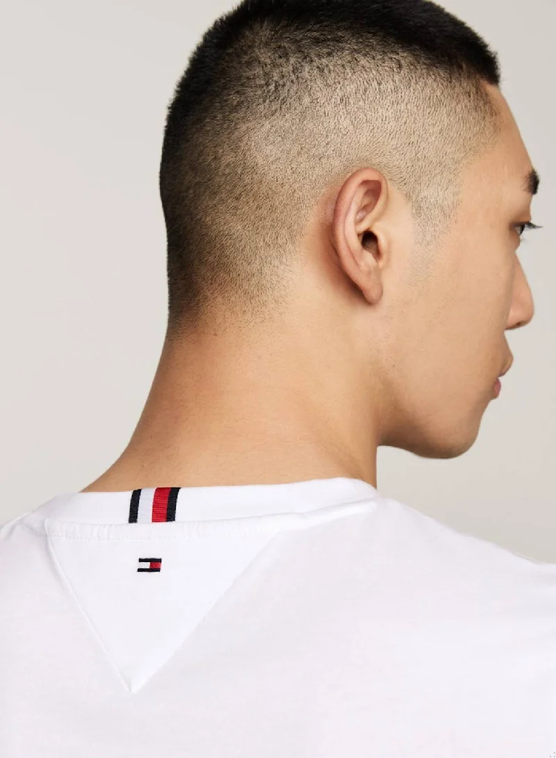TOMMY HILFIGER Men's Tipped Logo Slim Fit T-Shirt -  Pure cotton, White