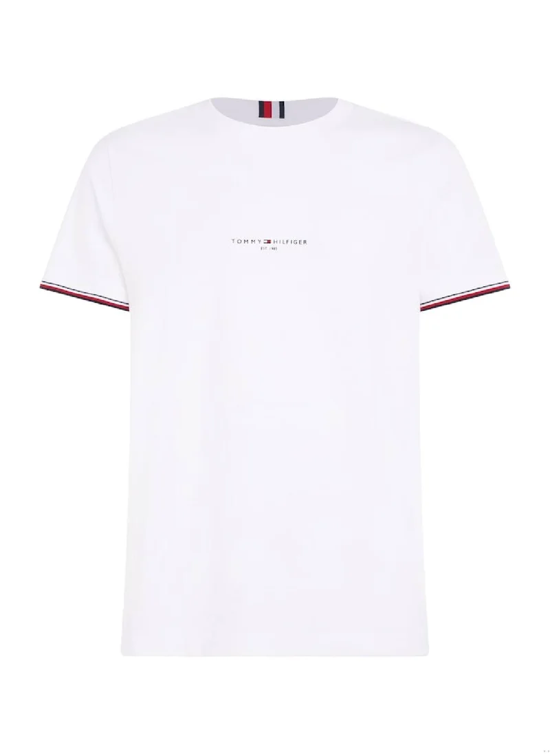 TOMMY HILFIGER Men's Tipped Logo Slim Fit T-Shirt -  Pure cotton, White