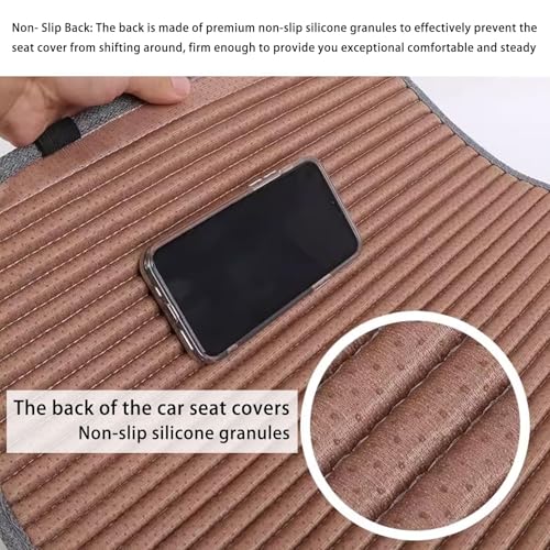 Suninbox Beige Car Seat Covers,Buckwheat Hulls Universal Bottom Seat Cover Front Seats Only,Cloth Tan Driver Car Seat Protector,Car Seat Pads Cushions for Automobiles,Beige - Image 4
