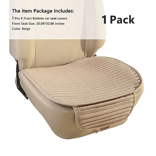 Suninbox Beige Car Seat Covers,Buckwheat Hulls Universal Bottom Seat Cover Front Seats Only,Cloth Tan Driver Car Seat Protector,Car Seat Pads Cushions for Automobiles,Beige - Image 3