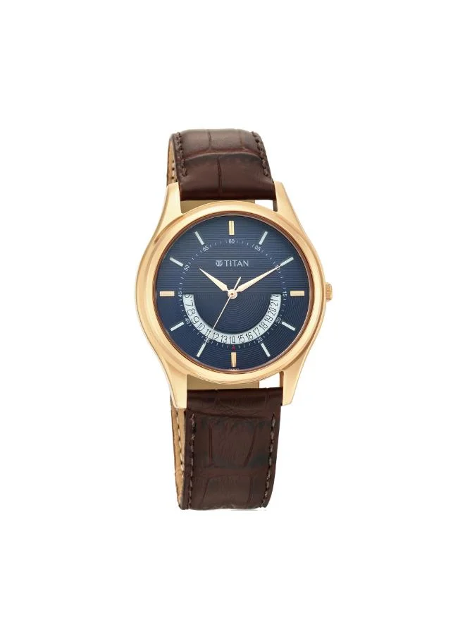تيتان Men's Leather Analog Watch 1713WL01 - 40 mm
