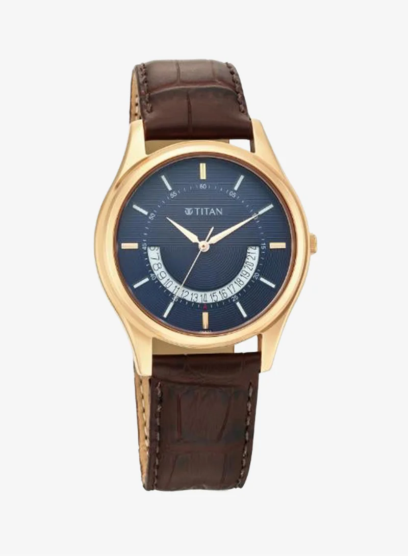 Titan Men's Leather Analog Watch 1713WL01 - 40 mm