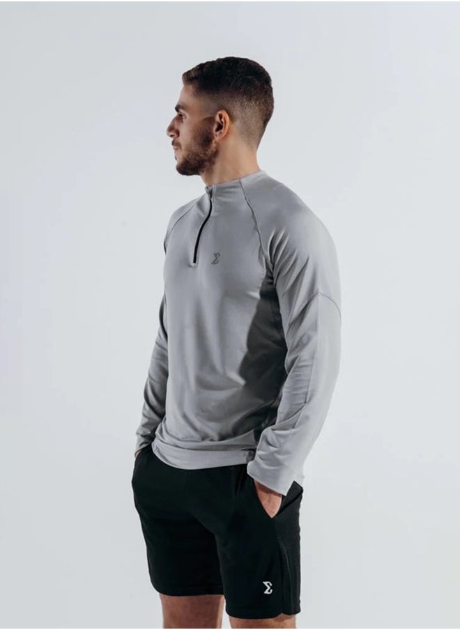 SIGMA FIT - Sigma Fit GRAY CROSSWIND QUARTER ZIPPER - M ,Color: GRAY - Image 1