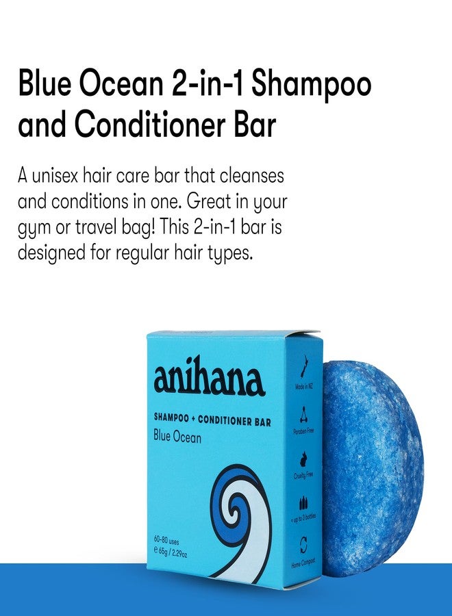 ANIHANA Shampoo and Conditioner Bar for Regular Normal Hair, Clean, Purifying, Natural, Healthy Look and Shine, Paraben Free, Blue Ocean, 2.29 oz - Image 2