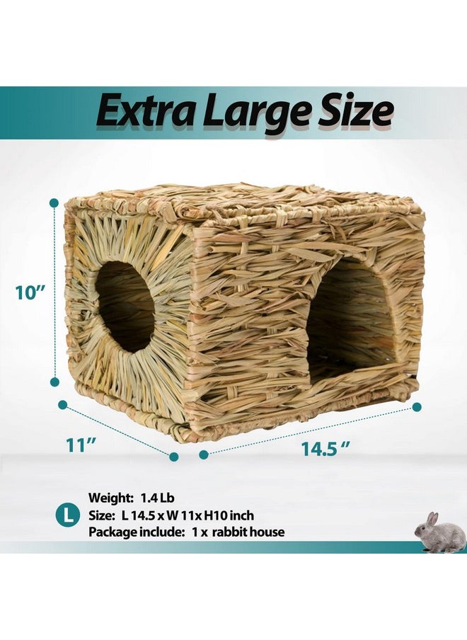 HERCOCCI - HERCOCCI Extra Large Grass House for Rabbit, Foldable & Comfortable - Small Animal Hut Play Hideaway Bed Hay Mat Chew Toy for Bunny Guinea Pig Hamster Chinchilla (1 Pack) - Image 1