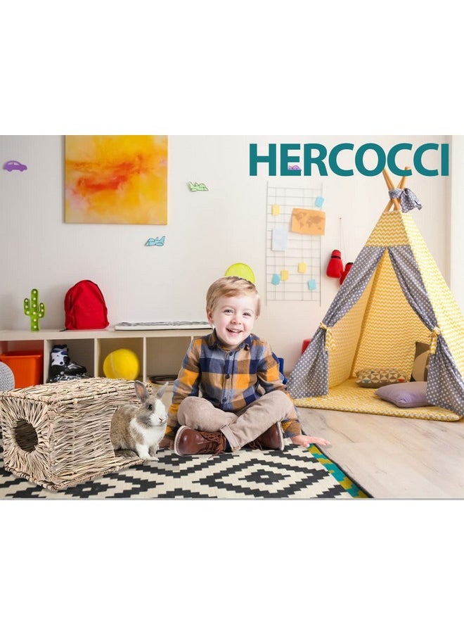HERCOCCI - HERCOCCI Extra Large Grass House for Rabbit, Foldable & Comfortable - Small Animal Hut Play Hideaway Bed Hay Mat Chew Toy for Bunny Guinea Pig Hamster Chinchilla (1 Pack) - Image 1