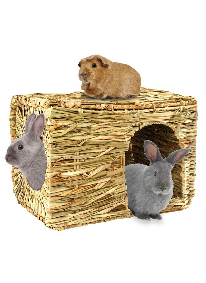 HERCOCCI - HERCOCCI Extra Large Grass House for Rabbit, Foldable & Comfortable - Small Animal Hut Play Hideaway Bed Hay Mat Chew Toy for Bunny Guinea Pig Hamster Chinchilla (1 Pack) - Image 1