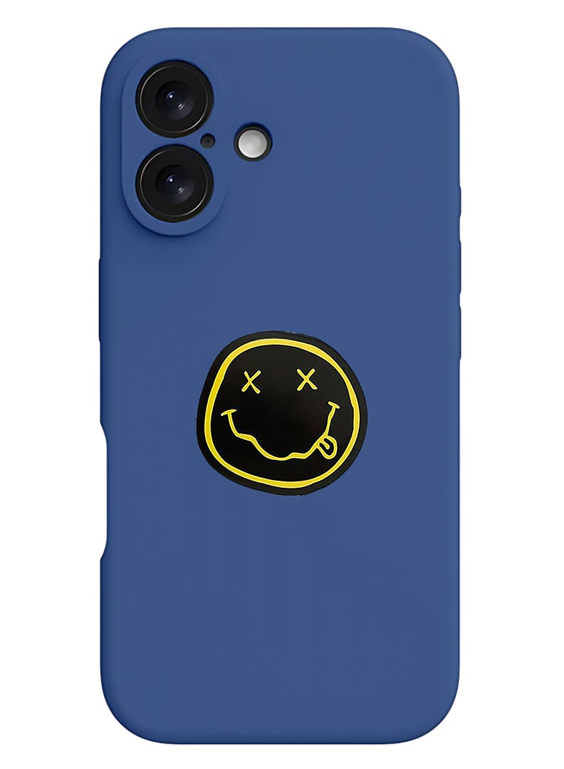 Theodor Protective Slim Fit Case Liquid Silicone Cover with Full Body Protection Anti-Scratch Shockproof Case For Apple iPhone 17 (Blue) Smiley (2) - Image 1