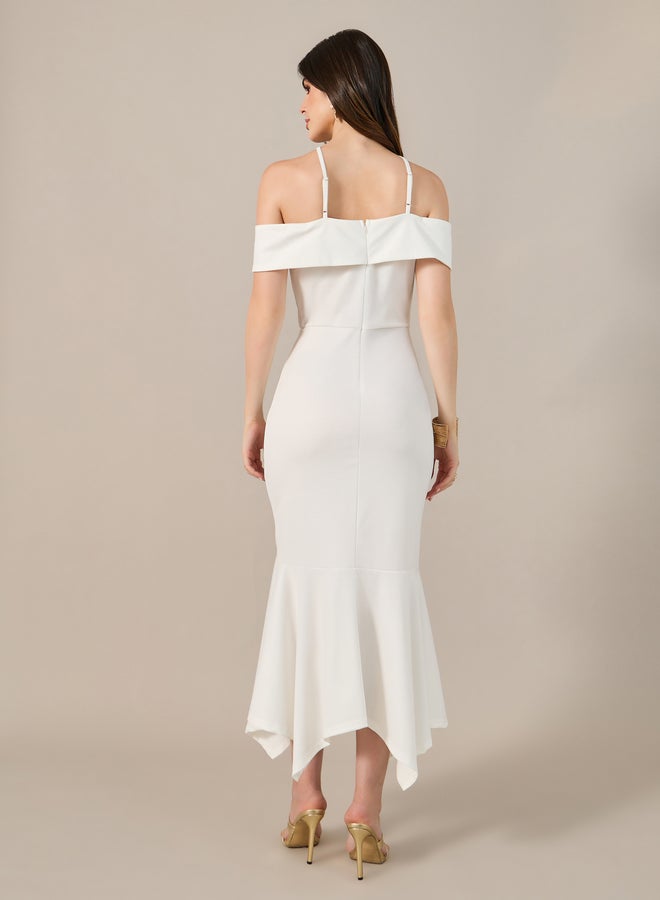 Styli White Halter Trumpet Dress - Image 5
