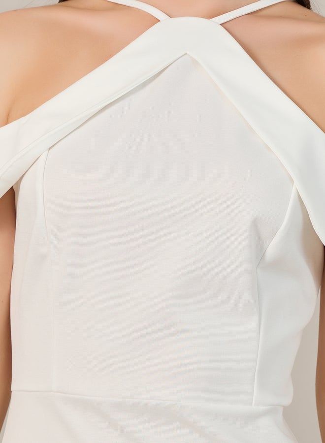 Styli White Halter Trumpet Dress - Image 4