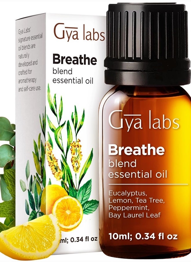 gya labs Breathe Essential Oil Blends - Natural Breathe Easy Essential Oils from Eucalyptus, Peppermint Oil and More for Humidifier Cleaner (0.34 fl oz)  - Image 1